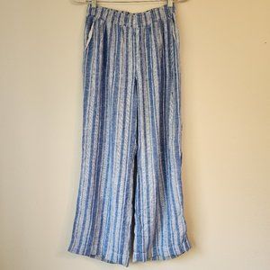 Briggs, Women's Elastic Waist Pant, Stripe Print, Size M, Blue white, Linen Blen